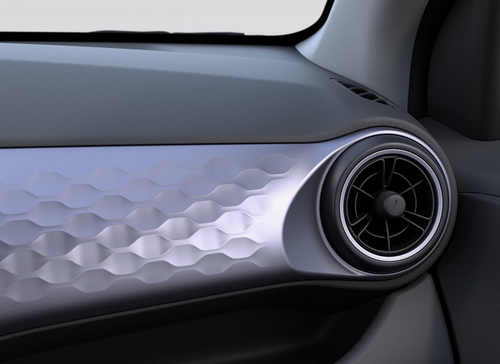 The Hyundai i10 features stylish circular air vents with 9 different color options.